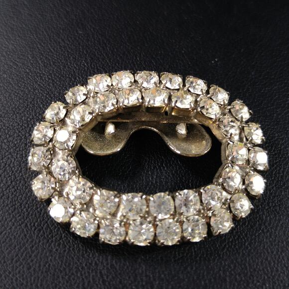 Vintage Wedding Shoe Clips, Rhodium Plated, 1950s MUSI Clear Rhinestones - Picture 7 of 10